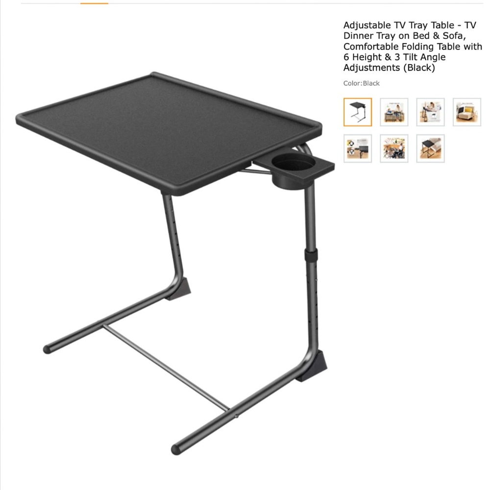 Adjustable TV tray table.